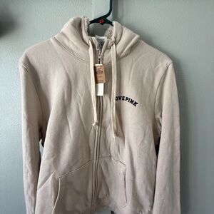 PINK Victoria's Secret Cream Zip-Up Hoodie